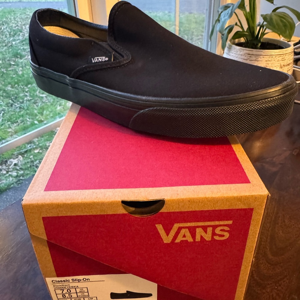 Vans Black Classic Slip-On Loafers